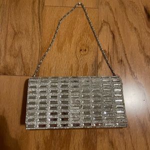 Sparkly Silver Clutch with Gem Detailing